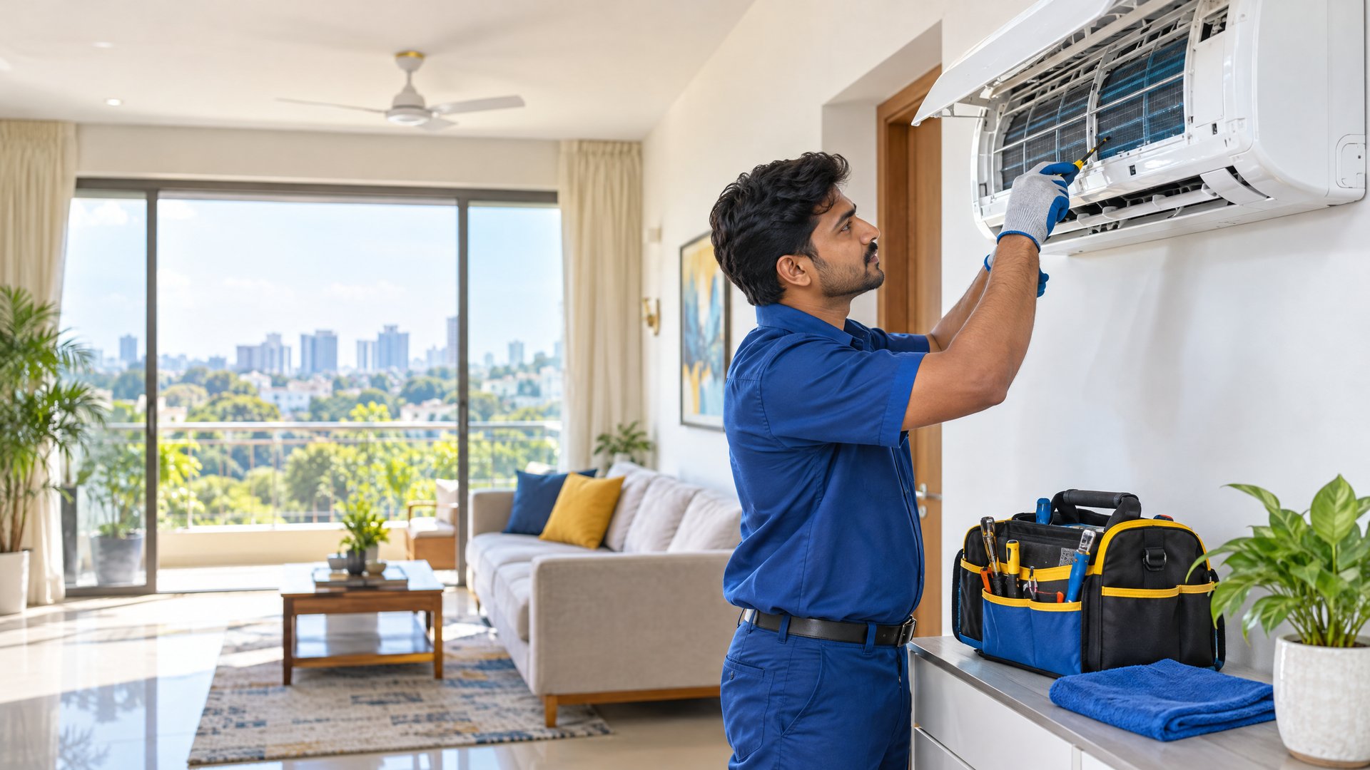 சென்னையில் வீட்டு AC-ஐ பராமரிக்கும் தொழில்நுட்ப நிபுணர்